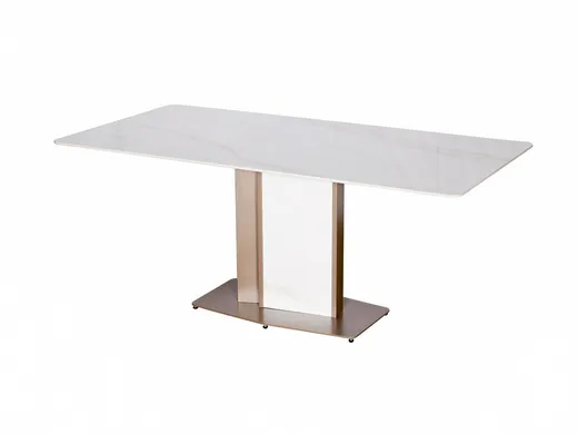 Stół MODIG 180x90 - biały marmur/różowe złoto