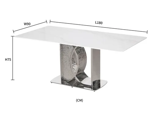Stół MODIG 180x90 - biały marmur/srebrny