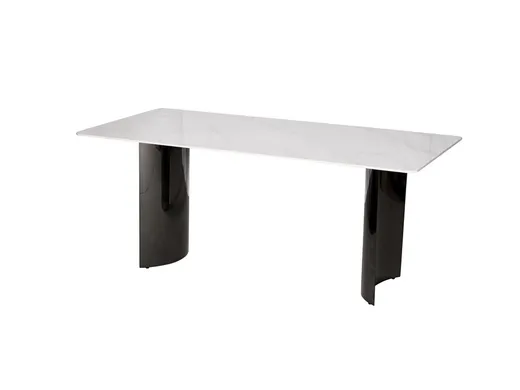 Stół MODIG 180x90 - biały marmur/czarny chrom
