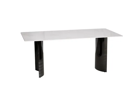 Stół MODIG 180x90 - biały marmur/czarny chrom