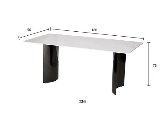 Stół MODIG 180x90 - biały marmur/czarny chrom