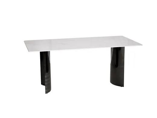 Stół MODIG 180x90 - biały marmur/czarny chrom