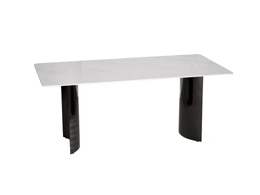Stół MODIG 180x90 - biały marmur/czarny chrom