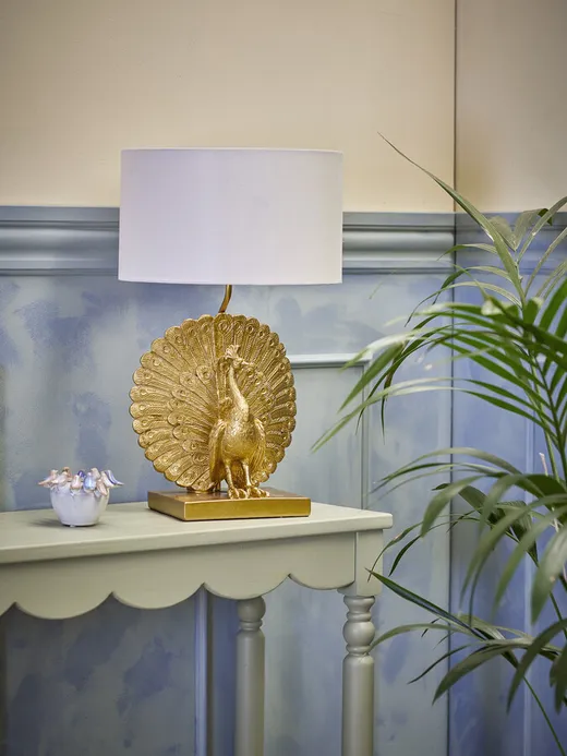 Lampa stołowa PEACOCK - biały/złoty