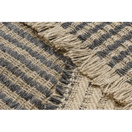 Dywan jutowy JUTE 3650 linie - czarny / beż