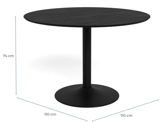 Stół okrągły IBIZA 110 cm - czarny jesion/czarny