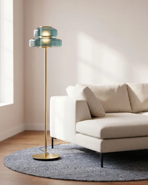 Lampa podłogowa ARCADIA - niebieski/złoty