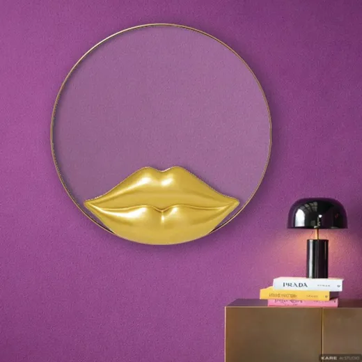 Lustro ścienne okrągłe LIPS 100 cm - złoty