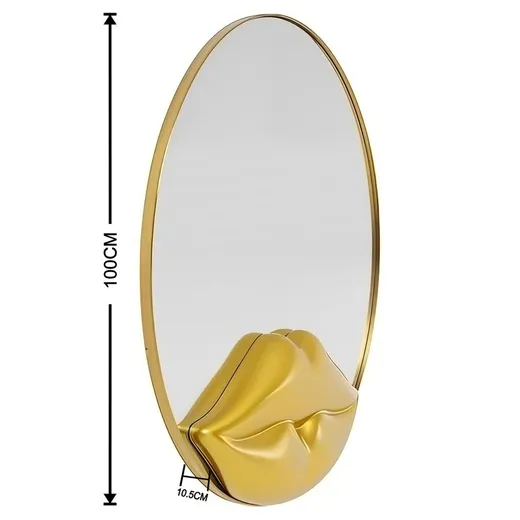 Lustro ścienne okrągłe LIPS 100 cm - złoty