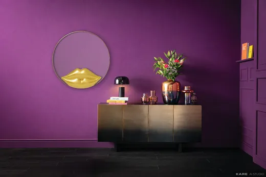 Lustro ścienne okrągłe LIPS 100 cm - złoty