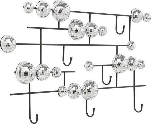 Wieszak ścienny DISCO BALLS - czarny/srebrny