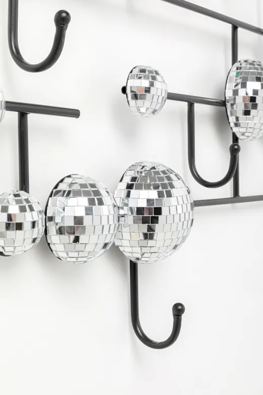 Wieszak ścienny DISCO BALLS - czarny/srebrny