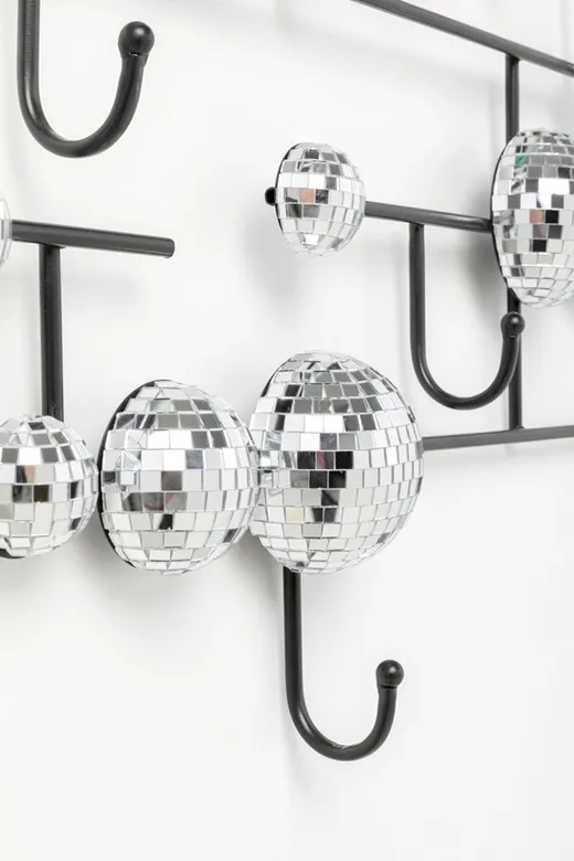 Wieszak ścienny DISCO BALLS - czarny/srebrny
