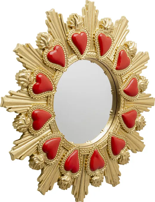 Lustro ścienne okrągłe FLAMING HEART 38 cm - złoty