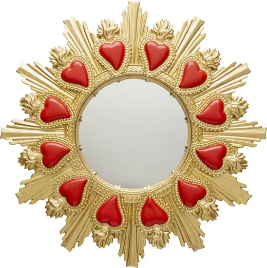 Lustro ścienne okrągłe FLAMING HEART 38 cm - złoty