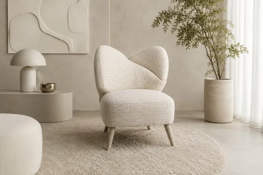 Fotel LEITH boucle - kremowy