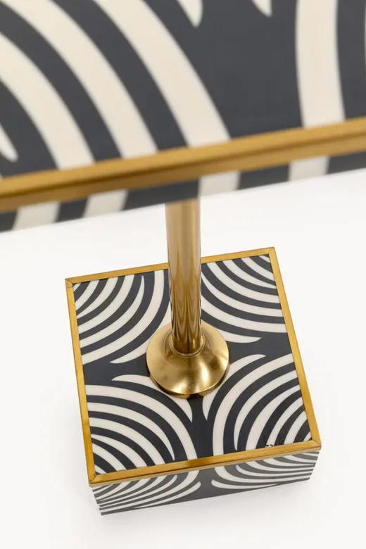 Stolik pomocniczy ZEBRA 25x25 - czarno-biały/złoty