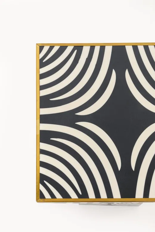 Stolik pomocniczy ZEBRA 25x25 - czarno-biały/złoty