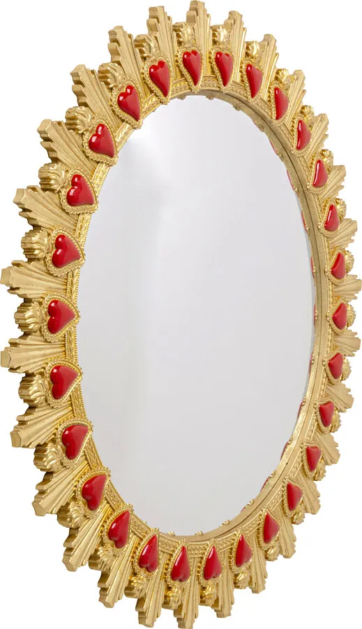 Lustro ścienne FLAMING HEART 81 cm - złoty/czerwony