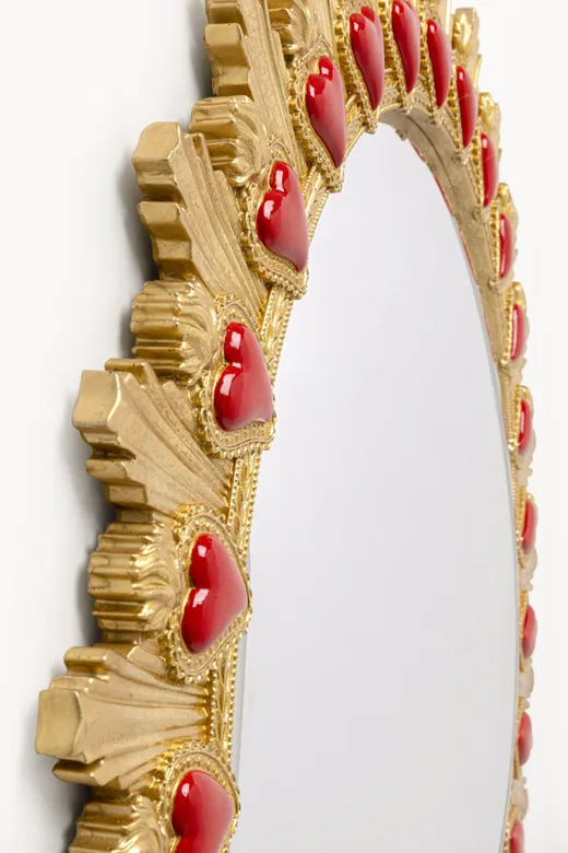 Lustro ścienne FLAMING HEART 81 cm - złoty/czerwony