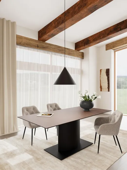 Stół z ceramicznym blatem MARBELLA 200x100 - brązowy/czarny