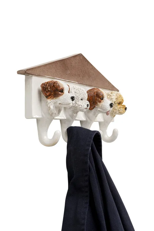 Wieszak ścienny DOGS OUT 37 cm - biały/brązowy