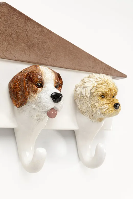 Wieszak ścienny DOGS OUT 37 cm - biały/brązowy