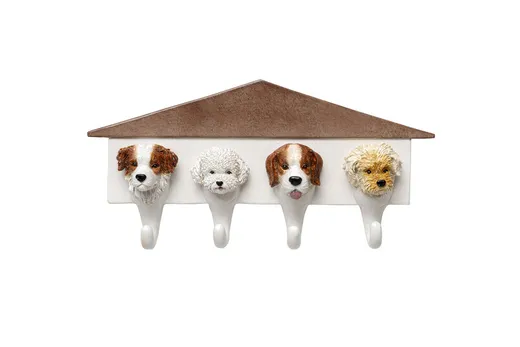 Wieszak ścienny DOGS OUT 37 cm - biały/brązowy