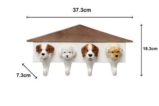 Wieszak ścienny DOGS OUT 37 cm - biały/brązowy