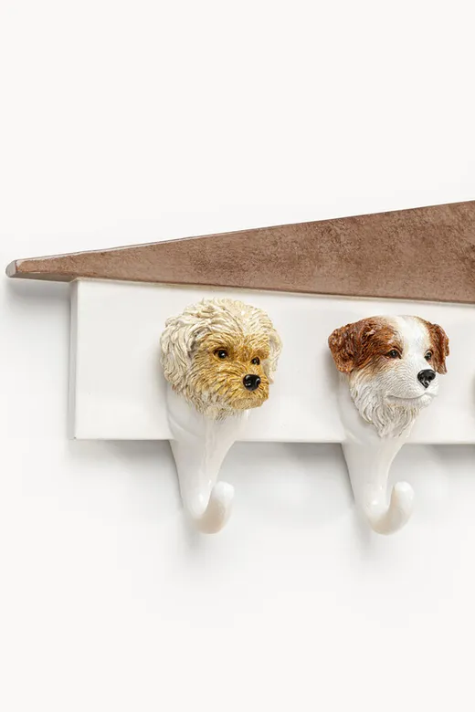 Wieszak ścienny DOGS OUT 65 cm - biały/brązowy