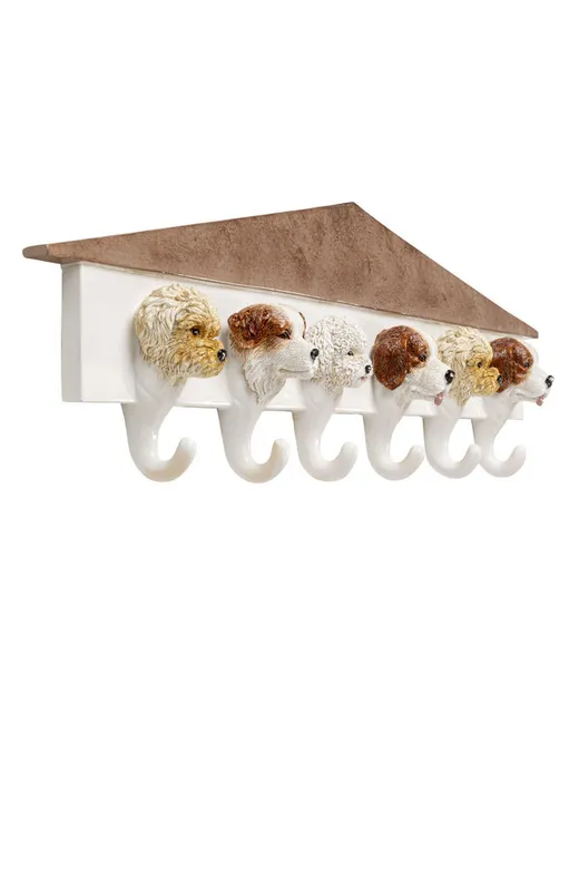 Wieszak ścienny DOGS OUT 65 cm - biały/brązowy