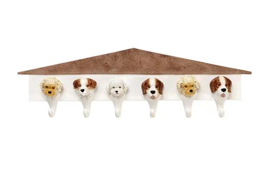 Wieszak ścienny DOGS OUT 65 cm - biały/brązowy