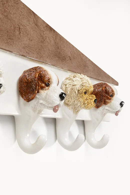 Wieszak ścienny DOGS OUT 65 cm - biały/brązowy