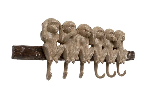 Wieszak ścienny SIX MONKEYS - brązowy