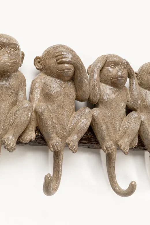 Wieszak ścienny SIX MONKEYS - brązowy
