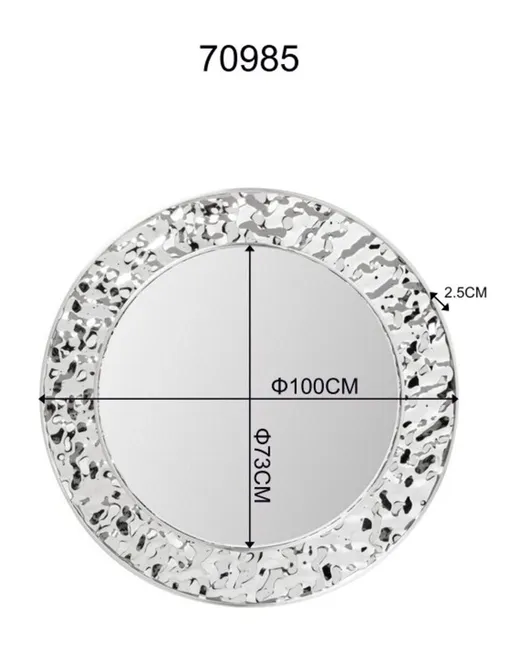 Lustro ścienne okrągłe CARINO 100 cm - srebrny