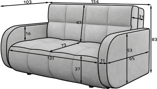 Sofa rozkładana DEVERIO - tkanina Poco 07