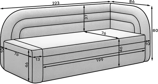 Sofa rozkładana FABILLO - tkanina Touch 100