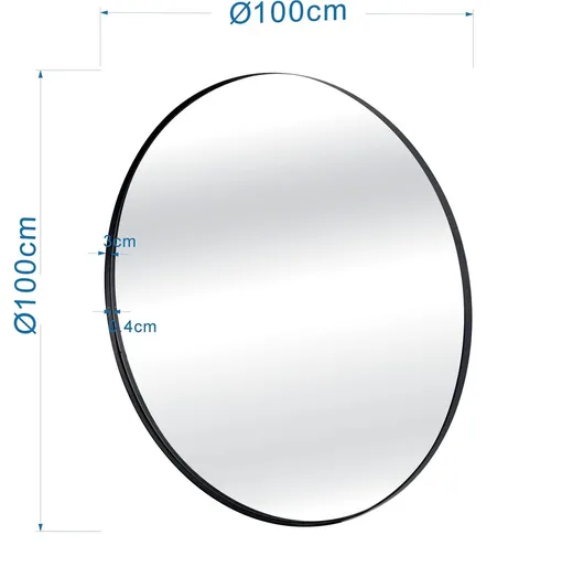 Lustro wiszące okrągłe STARLET 100 cm - czarny