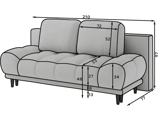 Sofa rozkładana GUAVIO - tkanina Jaffray 30