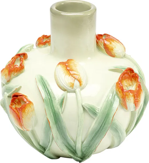 Wazon POPPIES 29 cm - biały/zielony