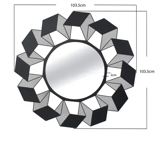 Lustro ścienne CUBES 104 cm - czarny