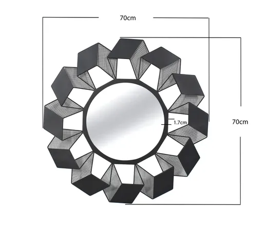 Lustro ścienne CUBES 70 cm - czarny