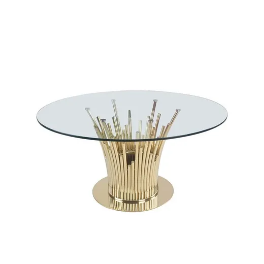 Stół okrągły OTTAWIO GOLD 150 cm - transparentny/złoty
