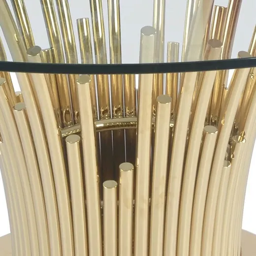 Stół okrągły OTTAWIO GOLD 150 cm - transparentny/złoty
