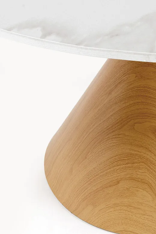 Stół okrągły CONO CERAMIC OakØ12 0cm - biały/dąb