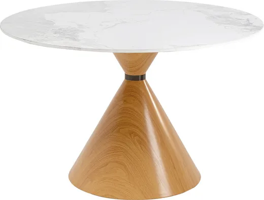 Stół okrągły CONO CERAMIC OakØ12 0cm - biały/dąb