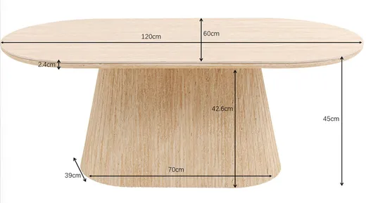 Stolik kawowy owalny ALMA 120x60 - beżowy