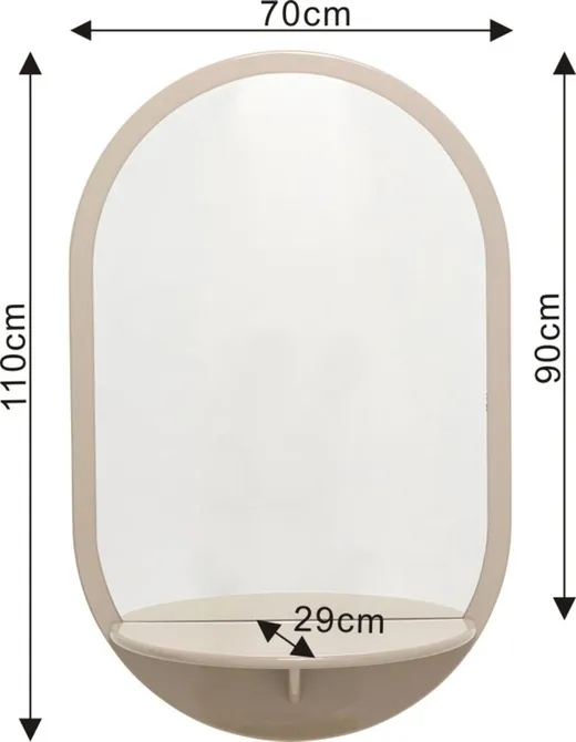 Lustro z półką GROOVE 70x110 - taupe połysk