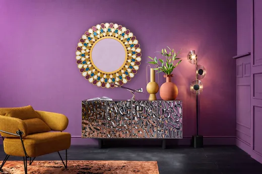 Lustro ścienne PAVONE MOSAICO 101 cm - złoty/wielokolorowy